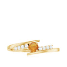 Minimal Orange Sapphire and Diamond Bypass Promise Ring Orange Sapphire - ( AAA ) - Quality - Rosec Jewels