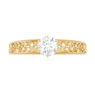 Round Cut Solitaire Moissanite Filigree Gold Engagement Ring Moissanite - ( D-VS1 ) - Color and Clarity - Rosec Jewels