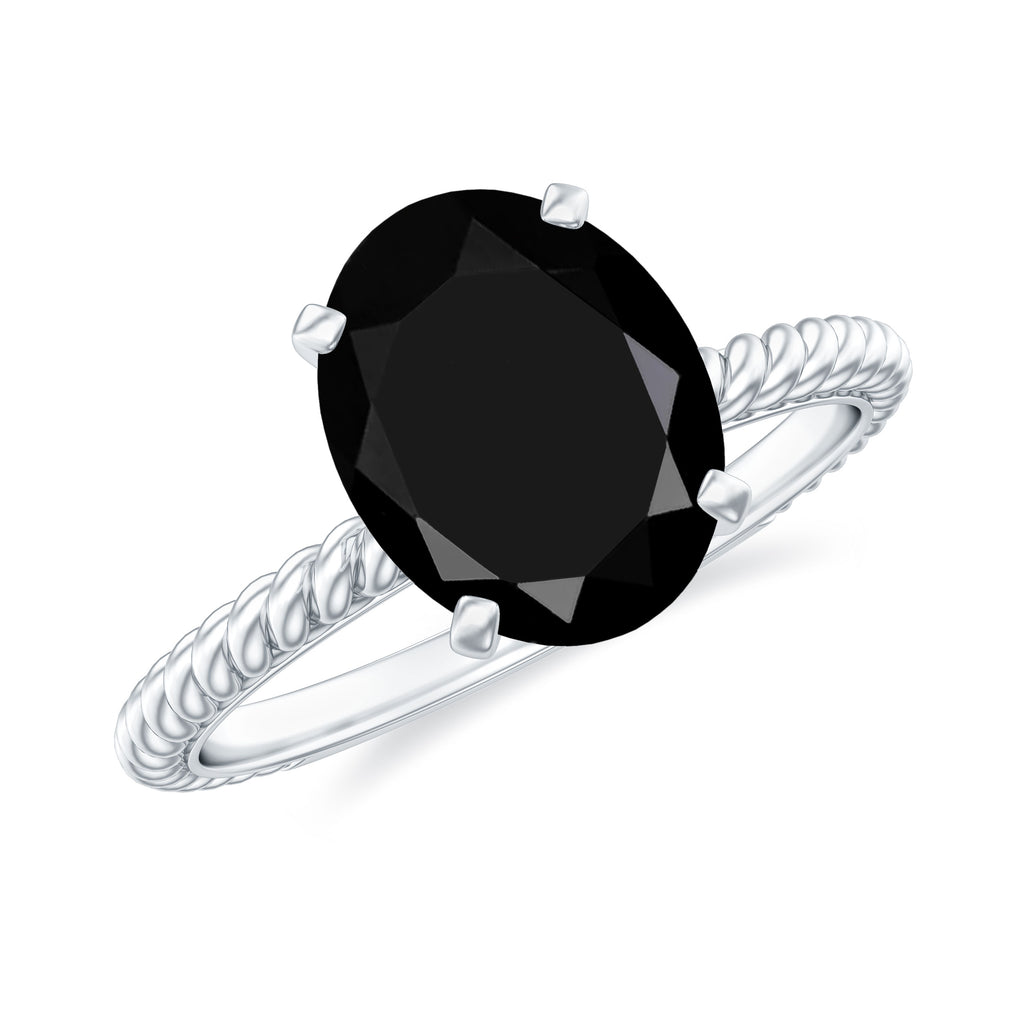 Created Black Diamond Solitaire Ring with Surprise Diamond Lab Created Black Diamond - ( AAAA ) - Quality - Rosec Jewels