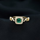 Princess Cut Lab Grown Emerald Infinity Heart Promise Ring with Diamond Halo Lab Created Emerald - ( AAAA ) - Quality - Rosec Jewels
