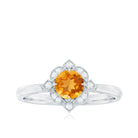 Vintage Inspired Citrine and Diamond Engagement Ring Citrine - ( AAA ) - Quality - Rosec Jewels