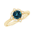 Vintage Style London Blue Topaz and Diamond Engagement Ring London Blue Topaz - ( AAA ) - Quality - Rosec Jewels