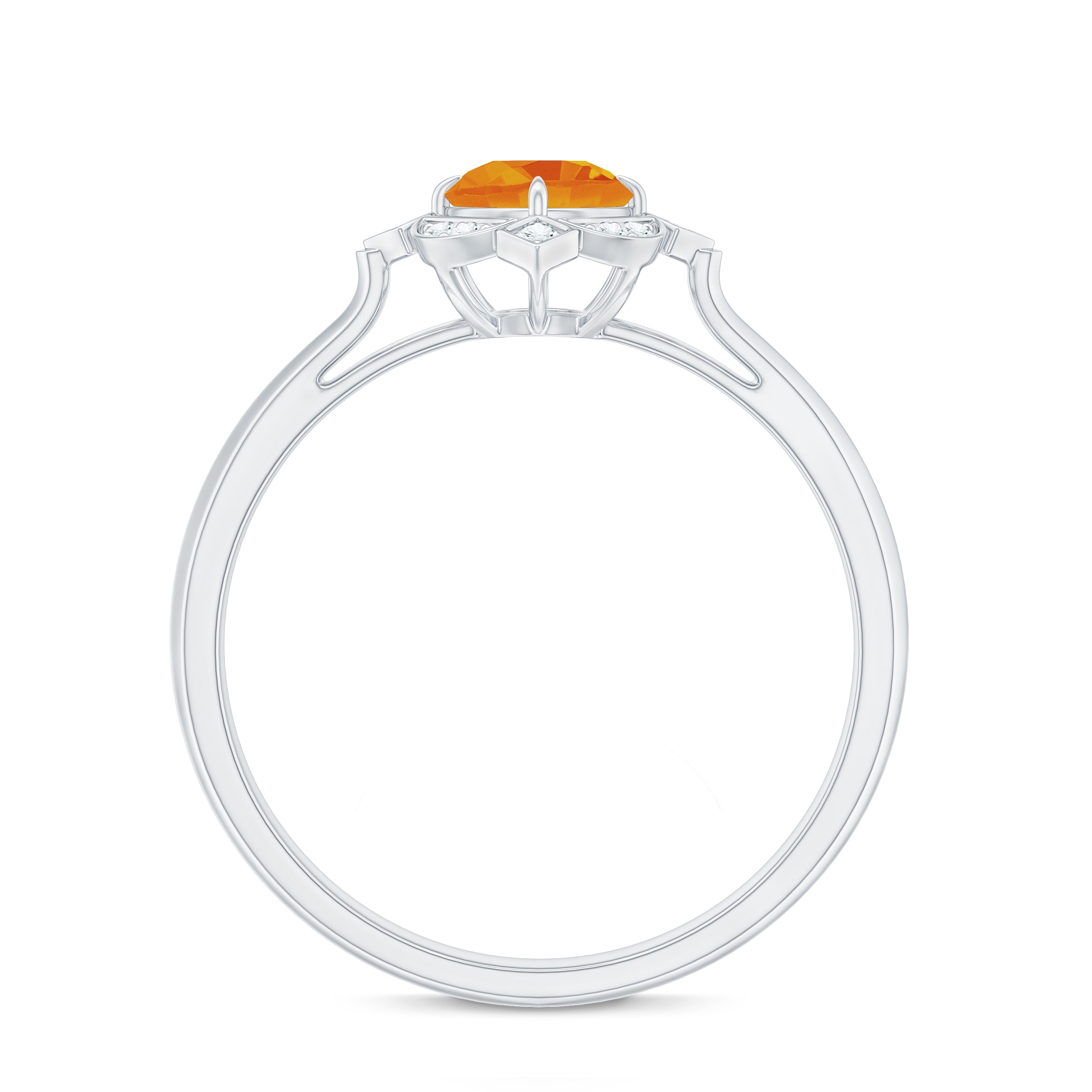 Vintage Inspired Orange Sapphire and Diamond Engagement Ring Orange Sapphire - ( AAA ) - Quality - Rosec Jewels