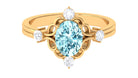 1.25 CT Oval Shape Aquamarine and Diamond Cocktail Ring Aquamarine - ( AAA ) - Quality - Rosec Jewels