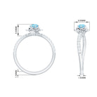 Floral Inspired Aquamarine Rose Engagement Ring with Diamond Aquamarine - ( AAA ) - Quality - Rosec Jewels