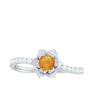 Orange Sapphire and Diamond Flower Engagement Ring Orange Sapphire - ( AAA ) - Quality - Rosec Jewels