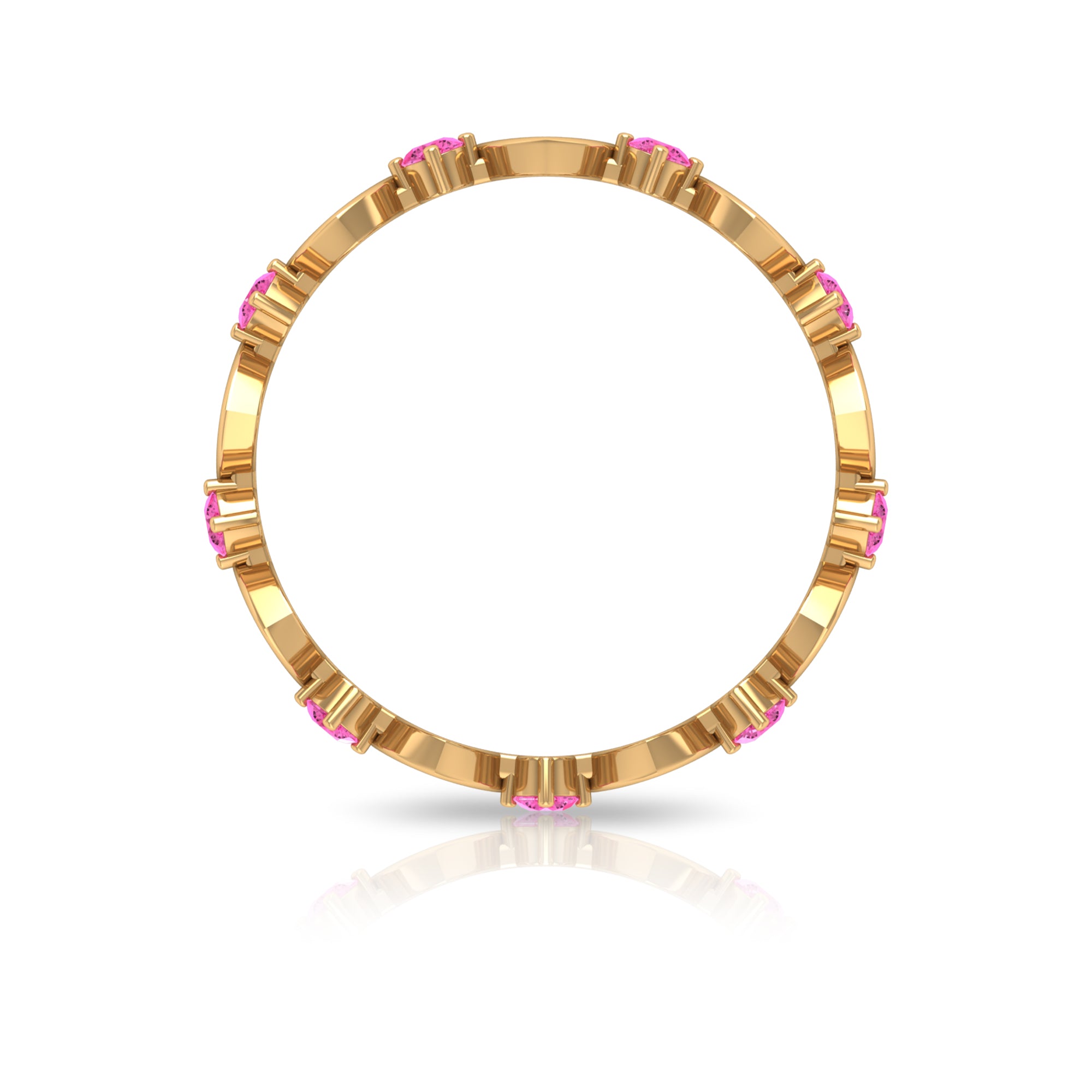 Natural Pink Sapphire Gold Open Heart Eternity Band Ring Pink Sapphire - ( AAA ) - Quality - Rosec Jewels