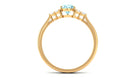 3/4 CT Aquamarine Solitaire Engagement Ring with Diamond Trio Aquamarine - ( AAA ) - Quality - Rosec Jewels
