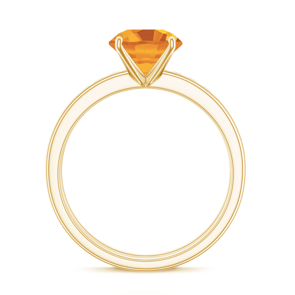 1.75 CT Round Citrine Solitaire and Moissanite Ring Set Citrine - ( AAA ) - Quality - Rosec Jewels
