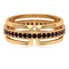 Gold Wedding Band for Men with 1.25 CT Garnet in Pinpoint Setting Garnet - ( AAA ) - Quality - Rosec Jewels