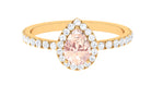 2.75 CT Pear Cut Morganite Solitaire Simple Engagement Ring with Diamond Accent Morganite - ( AAA ) - Quality - Rosec Jewels
