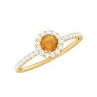 0.50 CT Round Shape Orange Sapphire Minimal Engagement Ring with Diamond Accent Orange Sapphire - ( AAA ) - Quality - Rosec Jewels