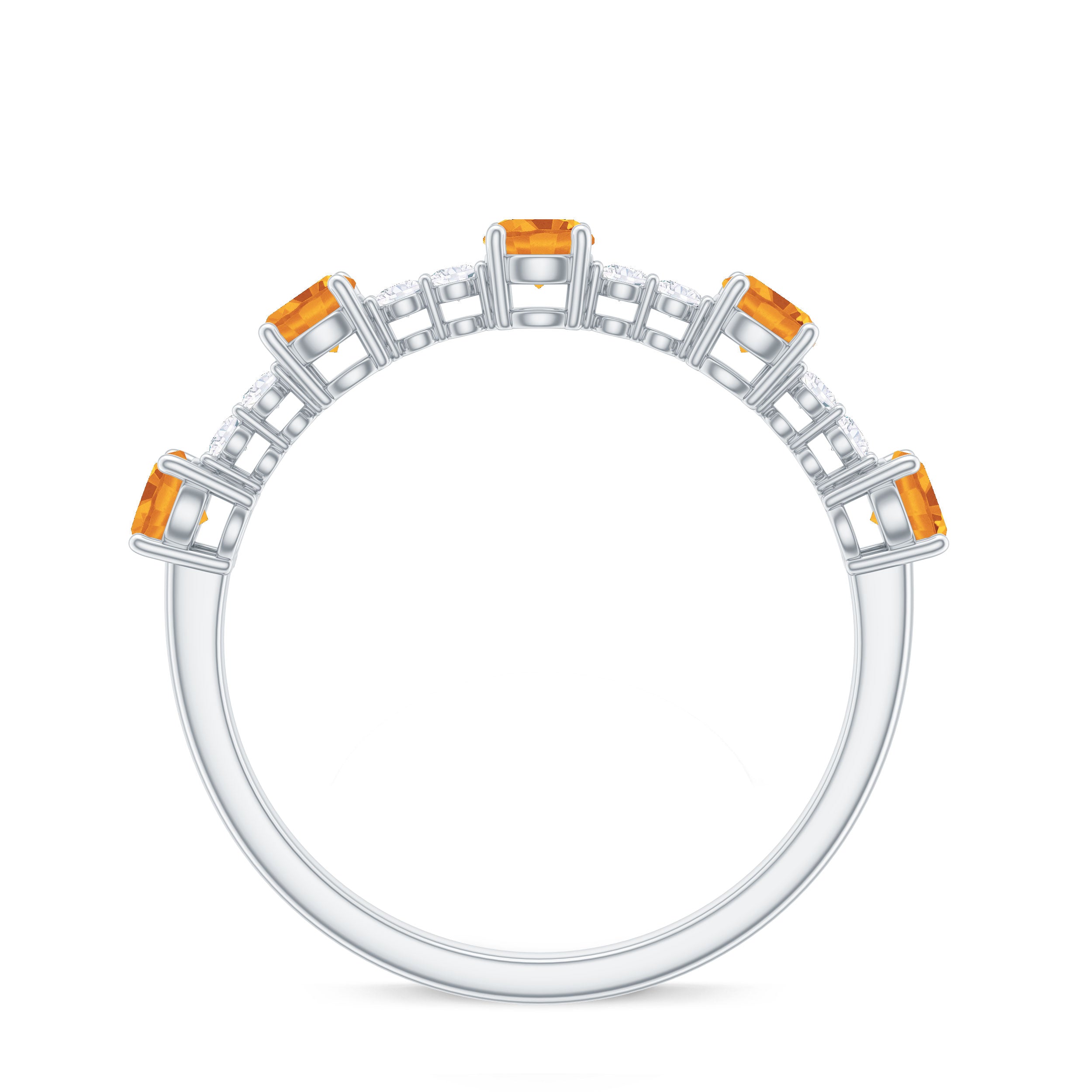 3/4 CT Citrine and Diamond Minimal Stackable Gold Ring Citrine - ( AAA ) - Quality - Rosec Jewels