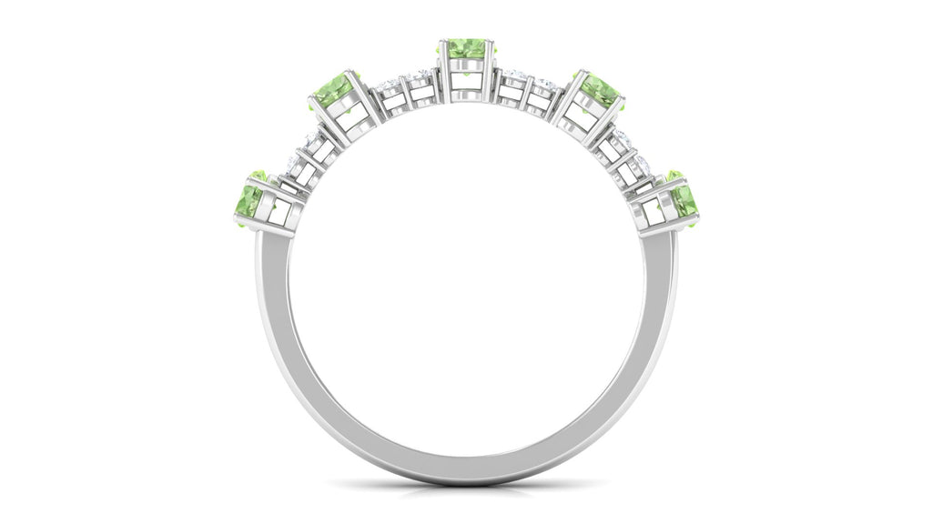 3/4 CT Green Sapphire and Diamond Minimal Stackable Ring Green Sapphire - ( AAA ) - Quality - Rosec Jewels