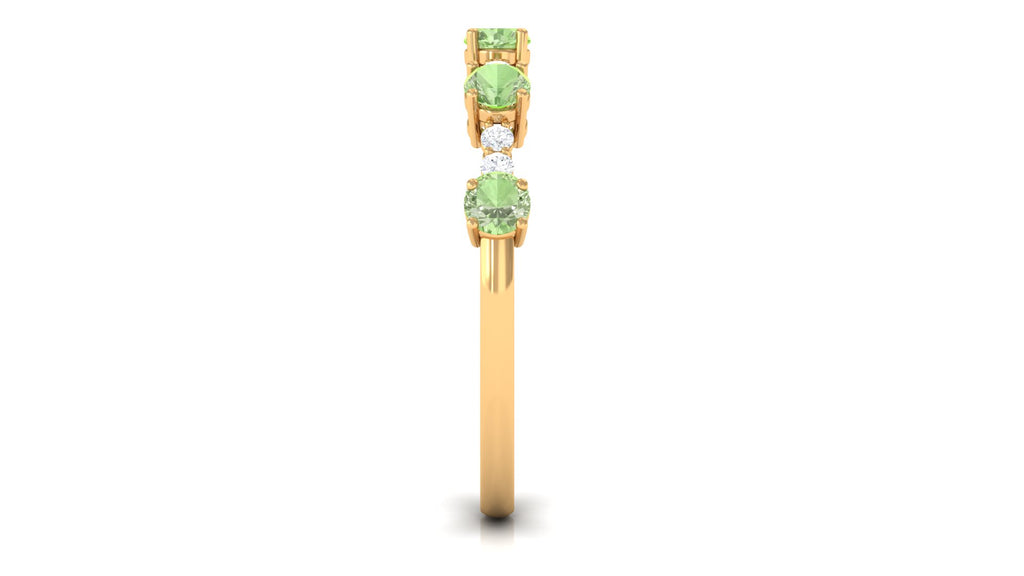 3/4 CT Green Sapphire and Diamond Minimal Stackable Ring Green Sapphire - ( AAA ) - Quality - Rosec Jewels