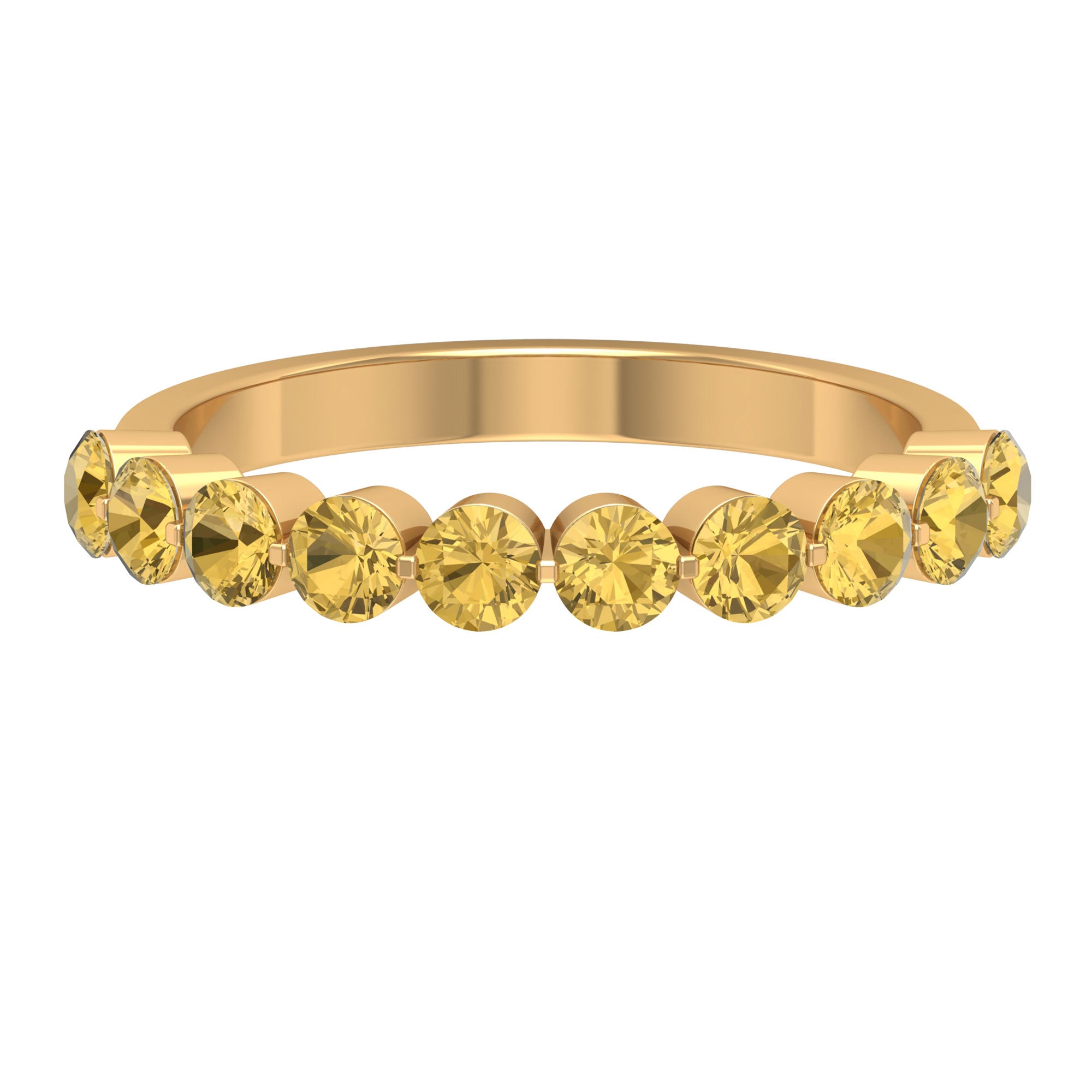 Simple Round Citrine Half Eternity Band Ring Citrine - ( AAA ) - Quality - Rosec Jewels