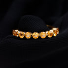 Simple Round Citrine Half Eternity Band Ring Citrine - ( AAA ) - Quality - Rosec Jewels