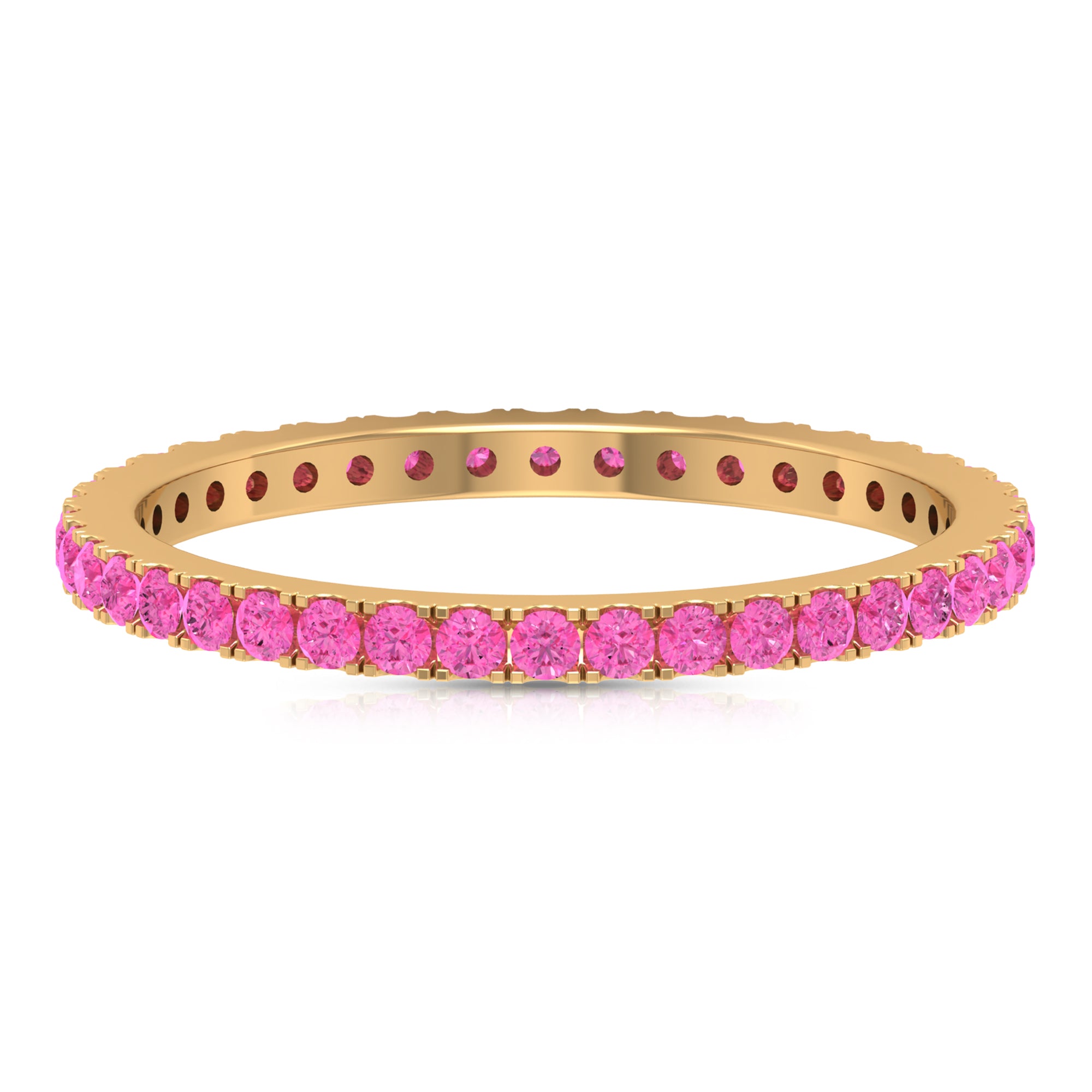 2 CT French Pave Set Pink Sapphire Stackable Full Eternity Ring Pink Sapphire - ( AAA ) - Quality - Rosec Jewels