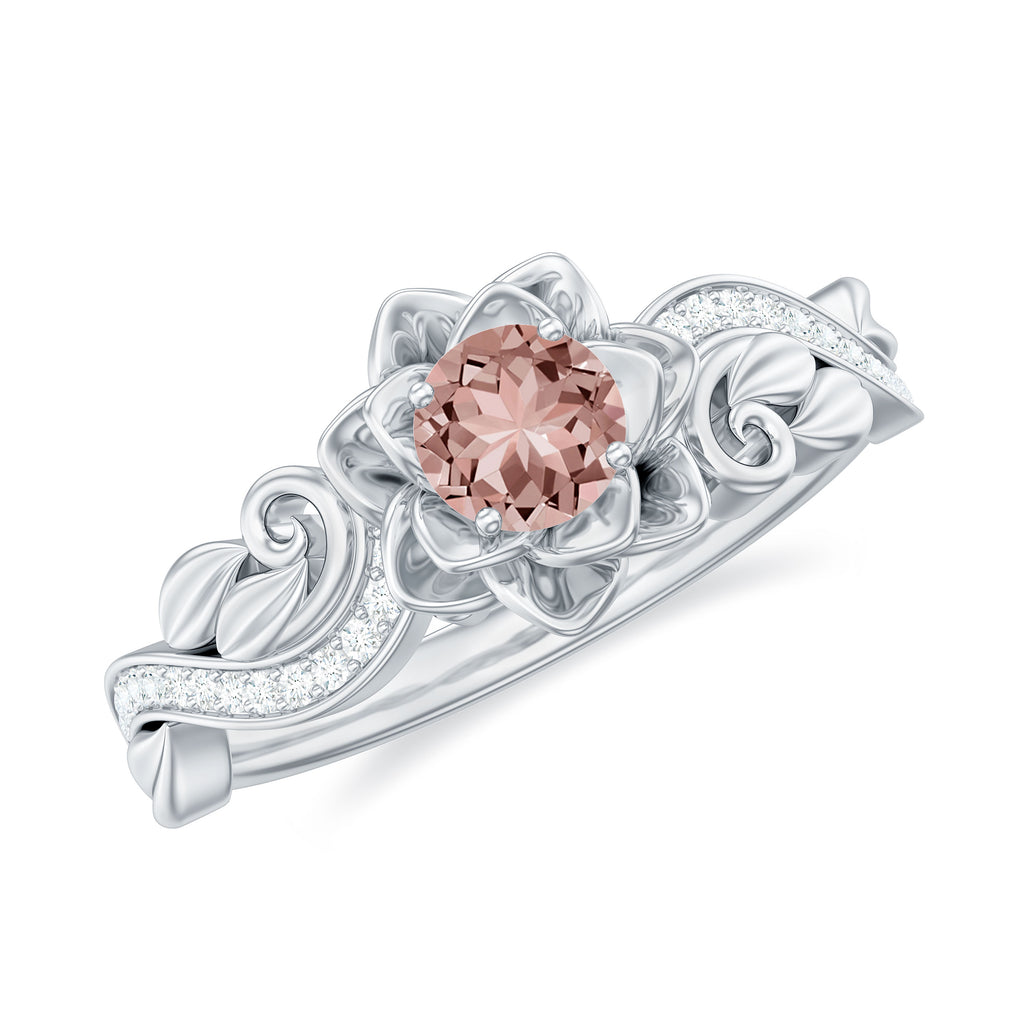 Flower Inspired Morganite and Diamond Engagement Ring Morganite - ( AAA ) - Quality - Rosec Jewels