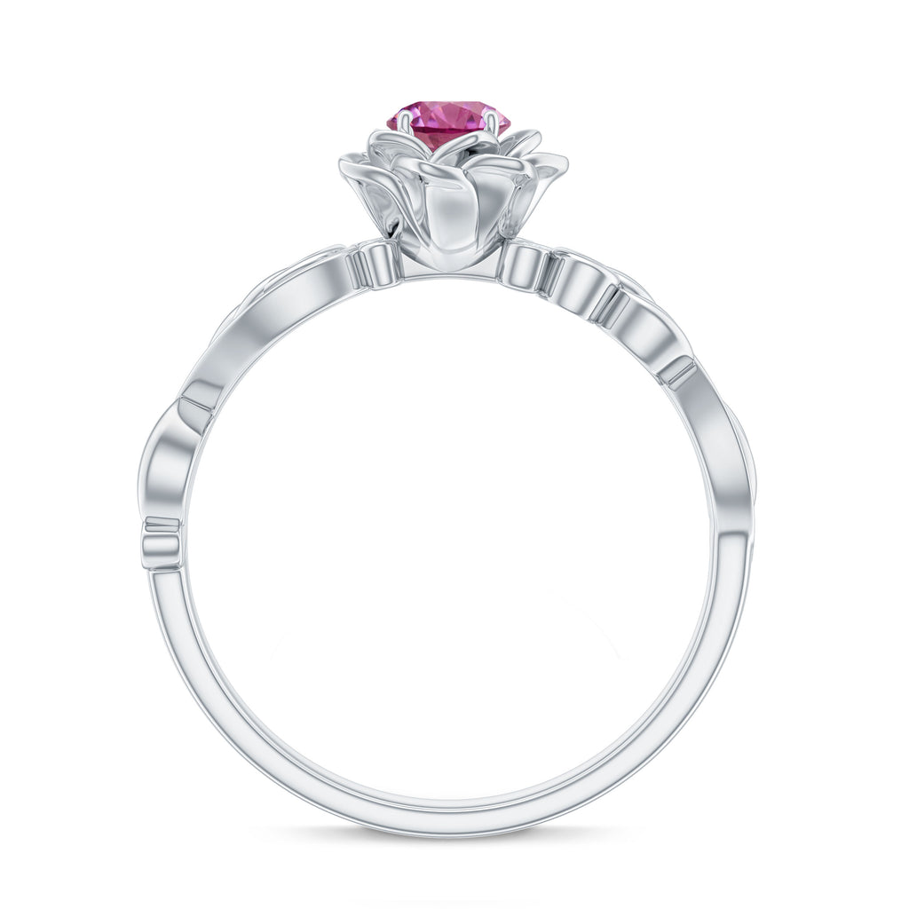 Flower Inspired Pink Tourmaline and Diamond Engagement Ring Pink Tourmaline - ( AAA ) - Quality - Rosec Jewels