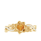 Flower Inspired Orange Sapphire and Diamond Engagement Ring Orange Sapphire - ( AAA ) - Quality - Rosec Jewels