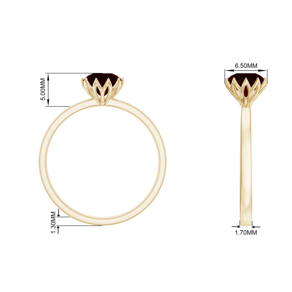 1 CT Natural Garnet Solitaire Ring in Lotus Basket Setting Garnet - ( AAA ) - Quality - Rosec Jewels