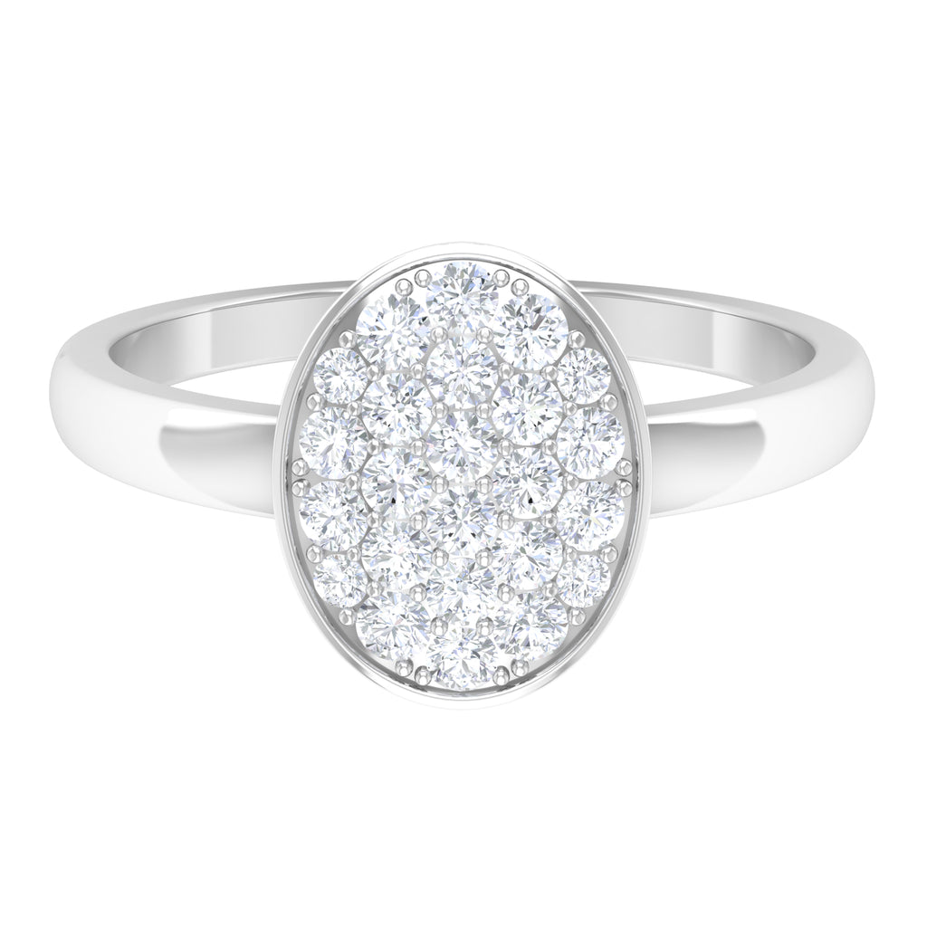 Moissanite Oval Cluster Engagement Ring in Gold Moissanite - ( D-VS1 ) - Color and Clarity - Rosec Jewels