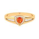 Vintage Inspired Orange Sapphire and Diamond Anniversary Ring Orange Sapphire - ( AAA ) - Quality - Rosec Jewels