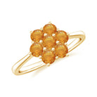 Round Orange Sapphire Flower Cluster Engagement Ring Orange Sapphire - ( AAA ) - Quality - Rosec Jewels