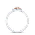 Pear Shaped Morganite Halo Engagement Ring with Diamond Morganite - ( AAA ) - Quality - Rosec Jewels