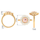 3.5 CT Round Shape Morganite and Moissanite Halo Engagement Ring Morganite - ( AAA ) - Quality - Rosec Jewels