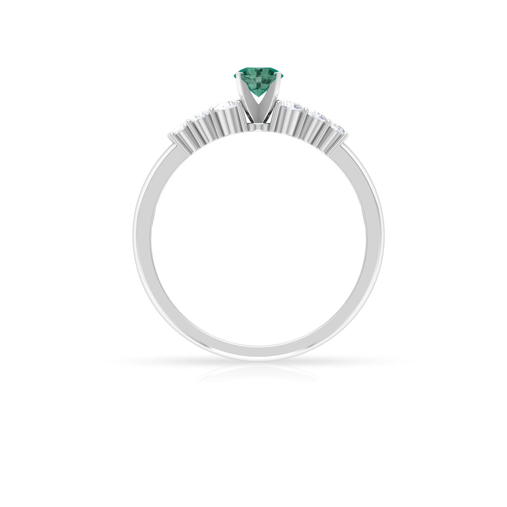 Round Green Sapphire and Diamond Graduated Promise Ring Green Sapphire - ( AAA ) - Quality - Rosec Jewels