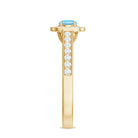 3/4 Carat Round Aquamarine and Diamond Halo Promise Ring Aquamarine - ( AAA ) - Quality - Rosec Jewels