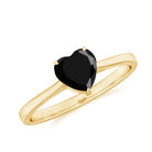 Minimal Heart Shape Lab Grown Black Diamond Solitaire Ring Lab Created Black Diamond - ( AAAA ) - Quality - Rosec Jewels