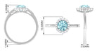 Natural Aquamarine Engagement Ring with Diamond Halo Aquamarine - ( AAA ) - Quality - Rosec Jewels