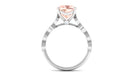 Cushion Cut Morganite Engagement Ring with Moissanite and Gold Milgrain Morganite - ( AAA ) - Quality - Rosec Jewels