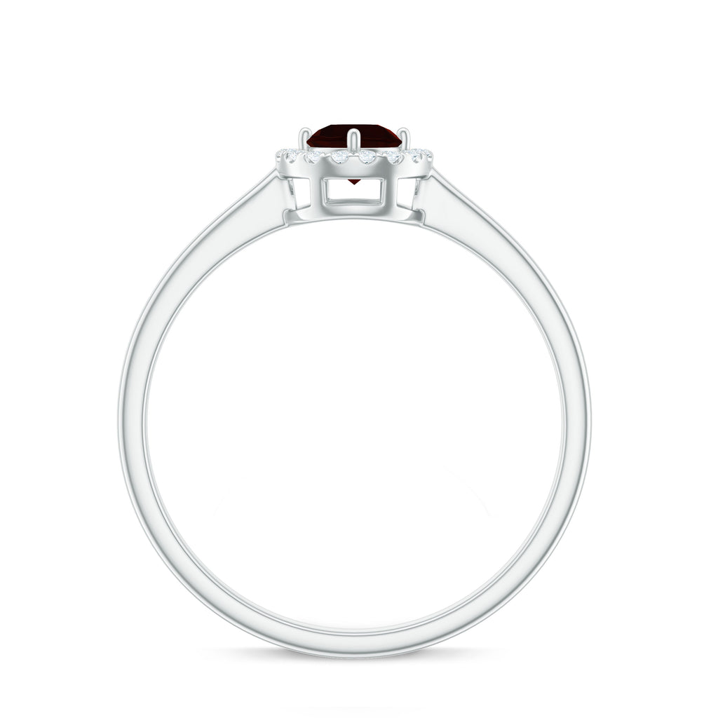 1/2 CT Certified Garnet and Diamond Floating Halo Promise Ring Garnet - ( AAA ) - Quality - Rosec Jewels
