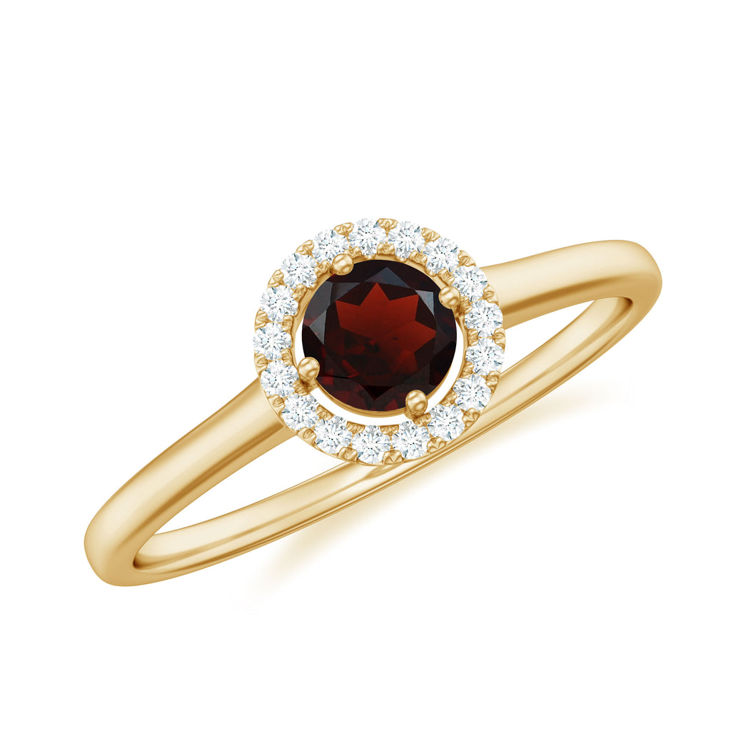 1/2 CT Certified Garnet and Diamond Floating Halo Promise Ring Garnet - ( AAA ) - Quality - Rosec Jewels