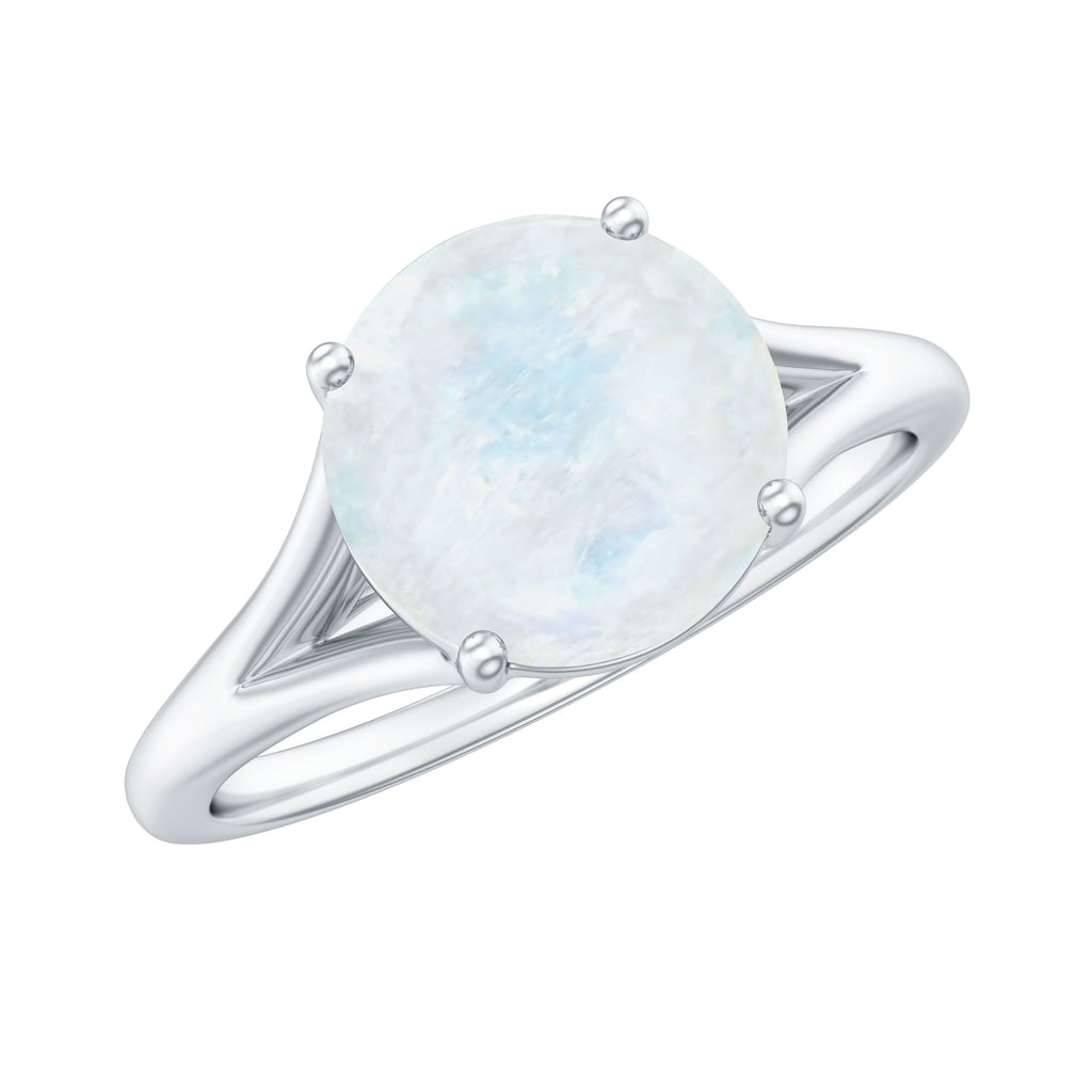 1 CT Natural Moonstone Solitaire Ring with Surprise Diamond Moonstone - ( AAA ) - Quality - Rosec Jewels