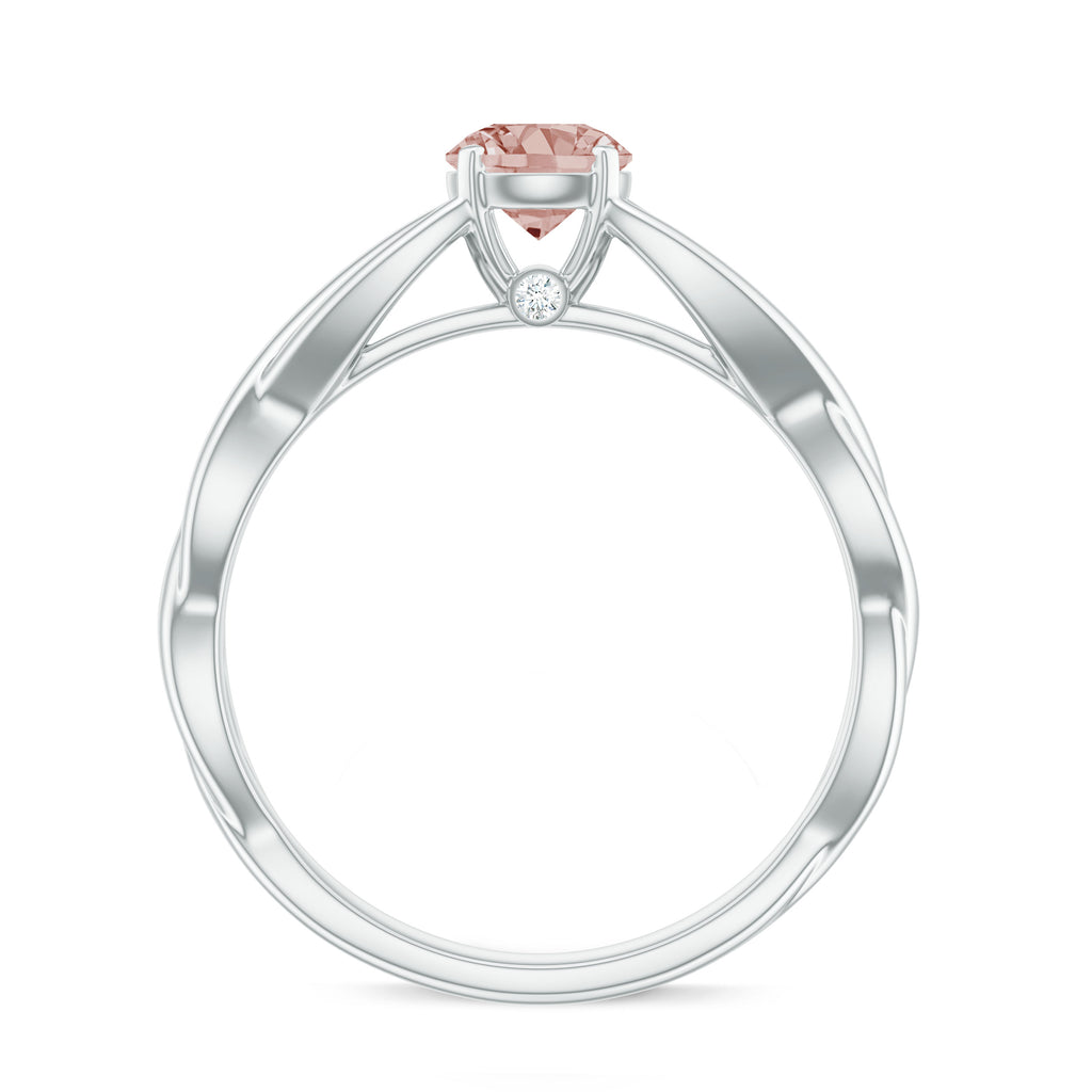 Real Morganite Solitaire Crossover Ring Morganite - ( AAA ) - Quality - Rosec Jewels