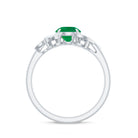 1.25 CT Vintage Emerald Floral Engagement Ring with Moissanite Accent Emerald - ( AAA ) - Quality - Rosec Jewels