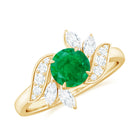 1.25 CT Vintage Emerald Floral Engagement Ring with Moissanite Accent Emerald - ( AAA ) - Quality - Rosec Jewels