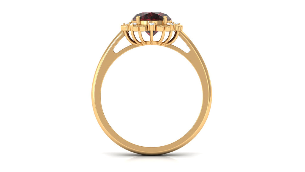 3.75 CT Vintage Inspired Garnet Engagement Ring with Diamond Garnet - ( AAA ) - Quality - Rosec Jewels