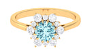 Natural Aquamarine Halo Engagement Ring with Diamond Aquamarine - ( AAA ) - Quality - Rosec Jewels