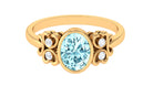 1.25 CT Oval Aquamarine Statement Engagement Ring with Diamond Aquamarine - ( AAA ) - Quality - Rosec Jewels
