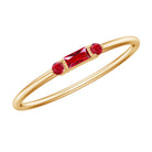 Baguette and Round Created Ruby Minimal Promise Ring Lab Created Ruby - ( AAAA ) - Quality - Rosec Jewels