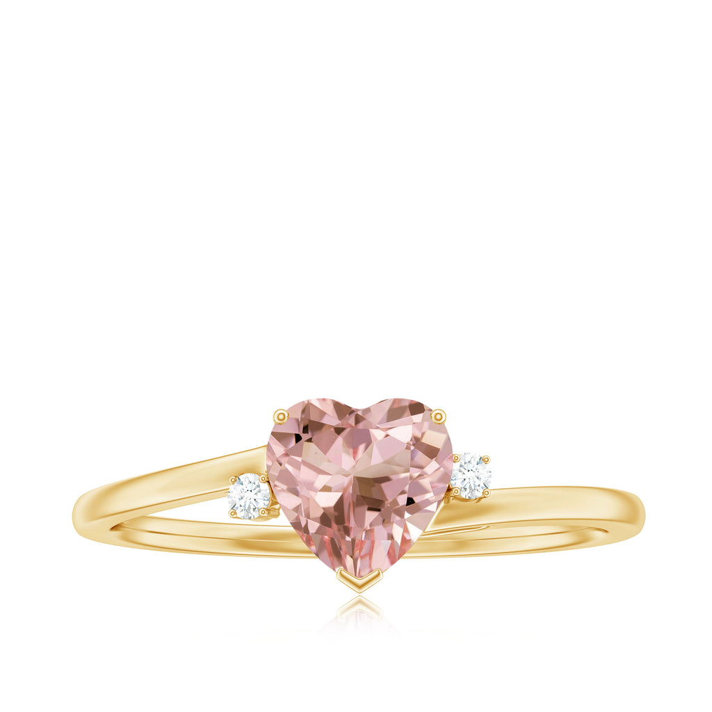 Morganite Heart Engagement Ring with Diamond Morganite - ( AAA ) - Quality - Rosec Jewels