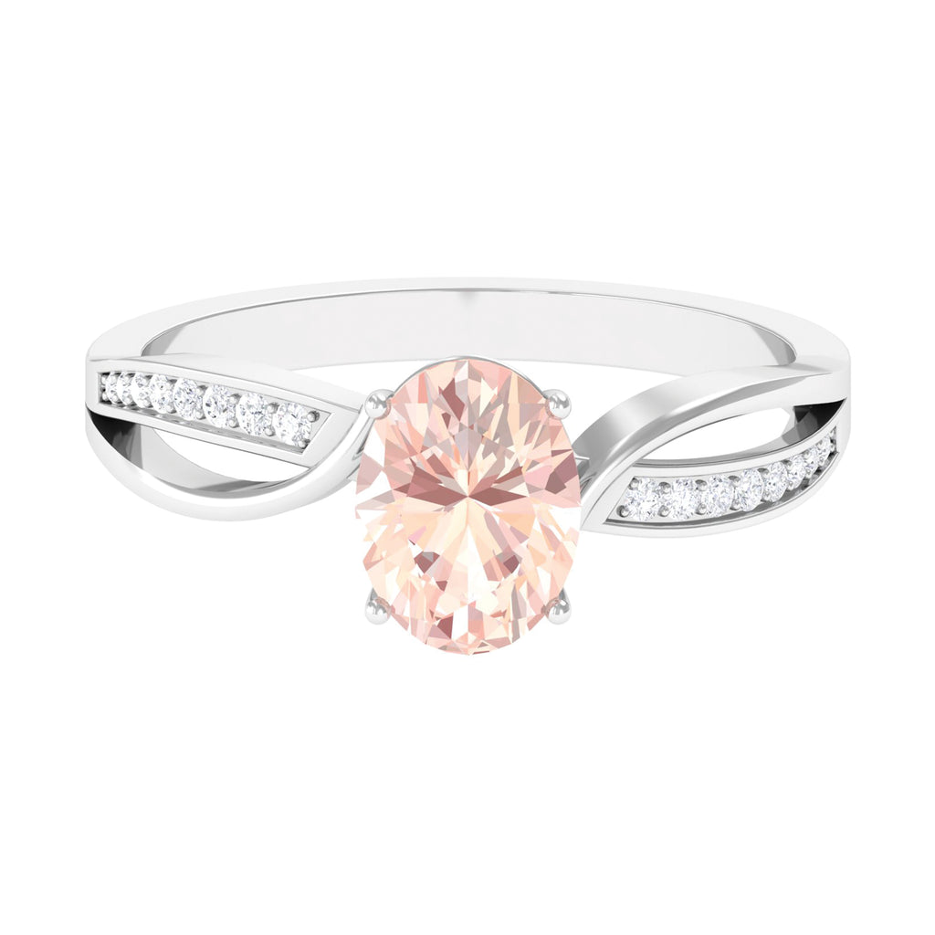 1.25 CT Infinity Shank Morganite Engagement Ring with Diamond Morganite - ( AAA ) - Quality - Rosec Jewels