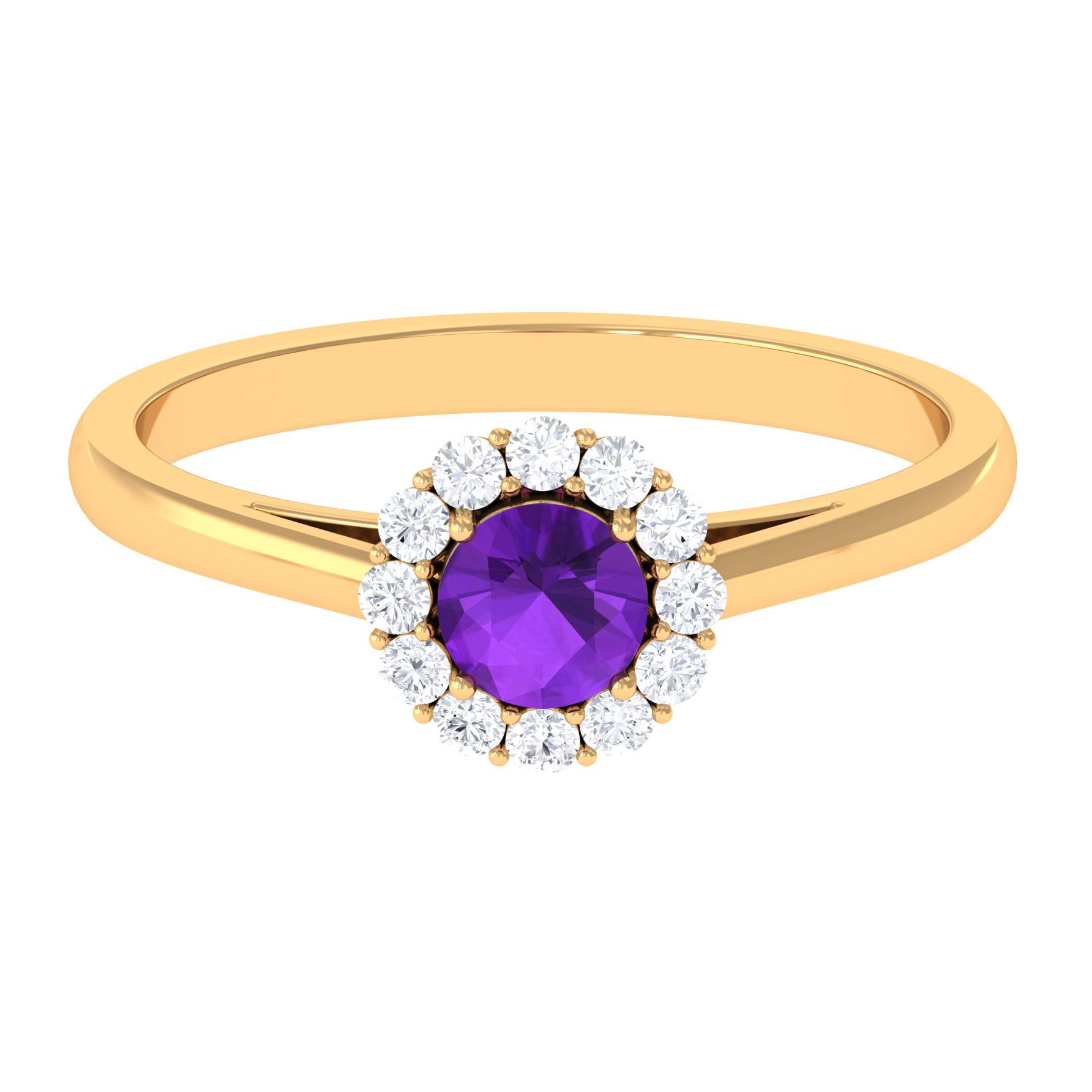 1 CT Amethyst and Diamond Floating Halo Engagement Ring Amethyst - ( AAA ) - Quality - Rosec Jewels