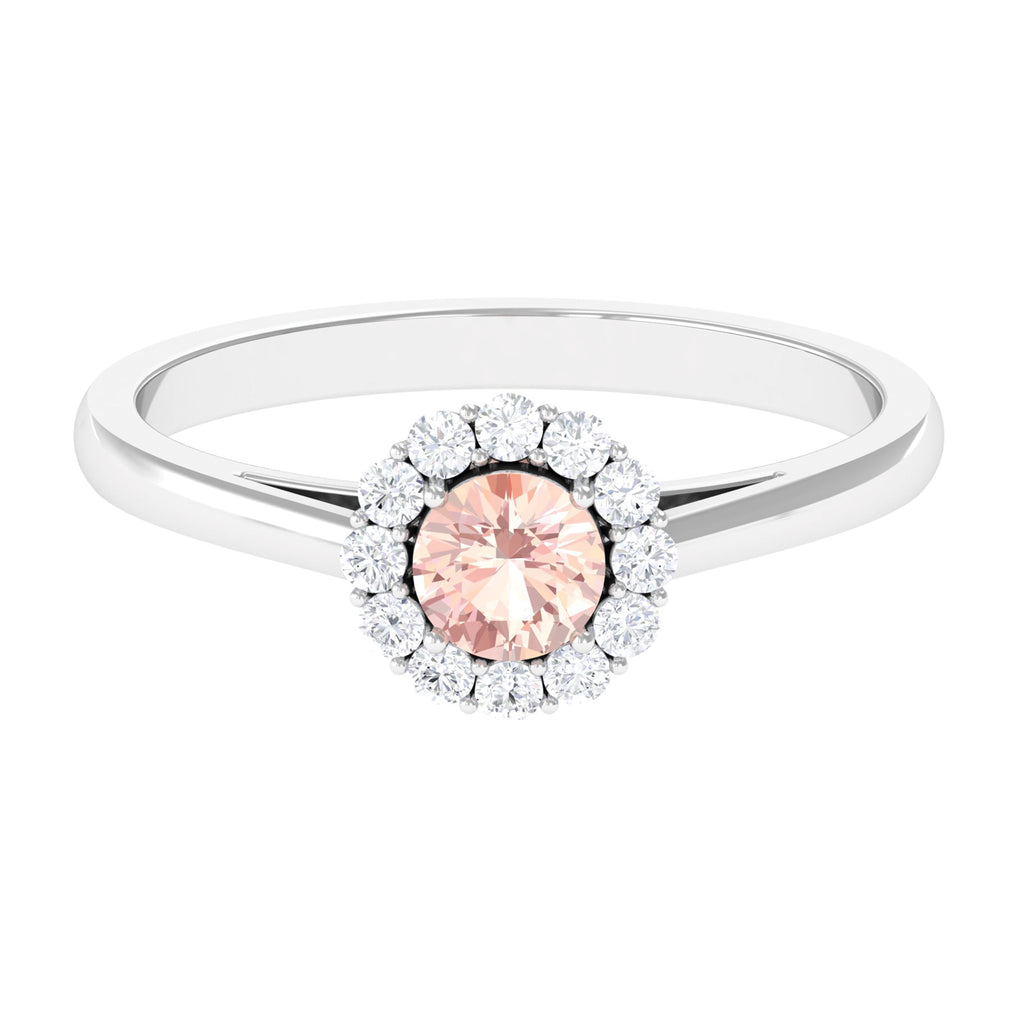 0.75 CT Morganite Engagement Ring with Diamond Morganite - ( AAA ) - Quality - Rosec Jewels